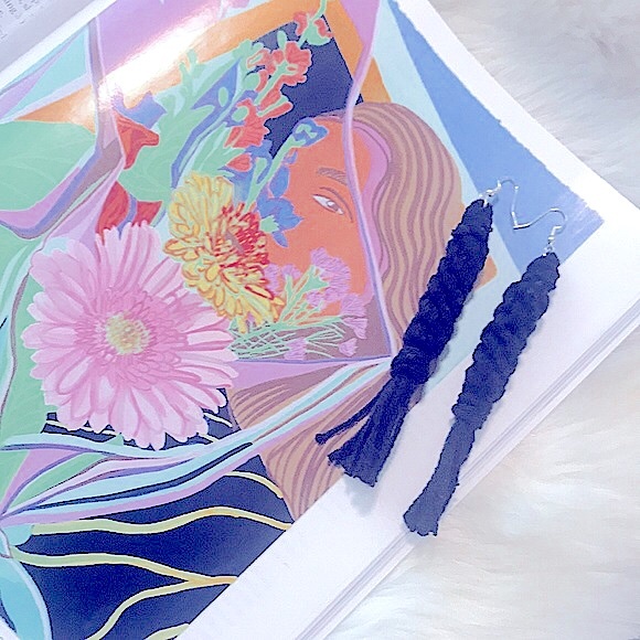 🆓w/$👋🏻Made Macrame 4ply Round Landyard Earrings - Picture 1 of 16